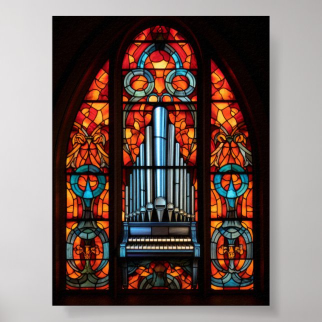 Gotisk katedral piporgel glasmålning fönster poster (Framsidan)