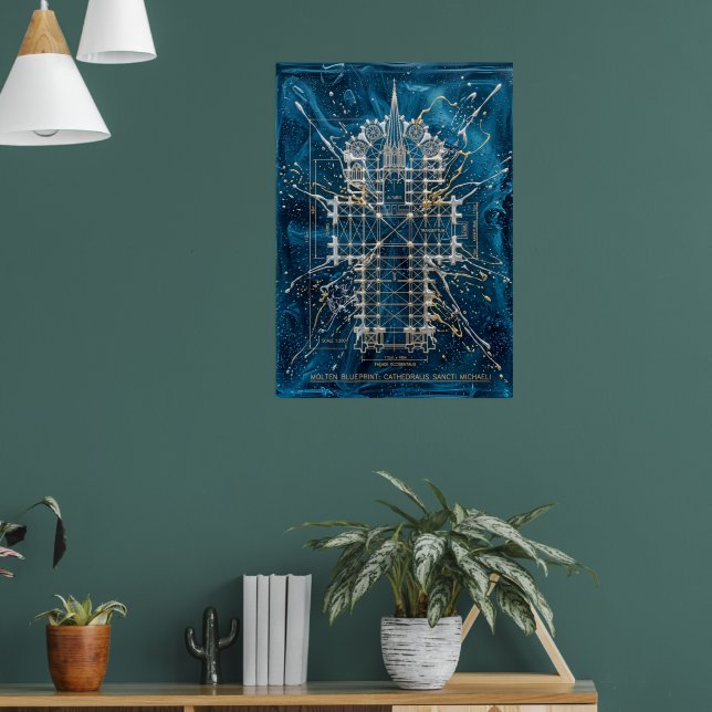 Gotisk katedralblåkopia Konsttryck Poster (Vardagsrum 1)