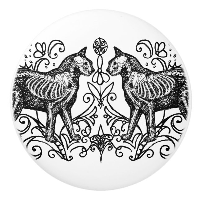 Gotisk kattanatomi keramisk knopp (Framsidan)