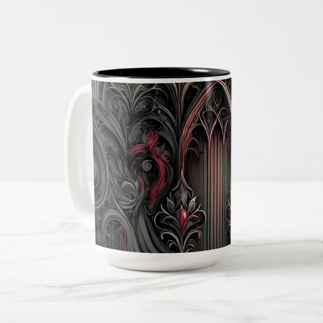 gotisk konfektionskaffe Mugg - svart och röd Ar (Framsida vänster)