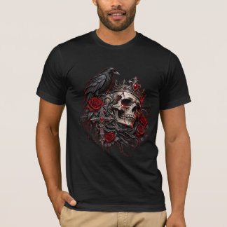 Gotisk kunglig skalle med krona korp och röda roso t shirt
