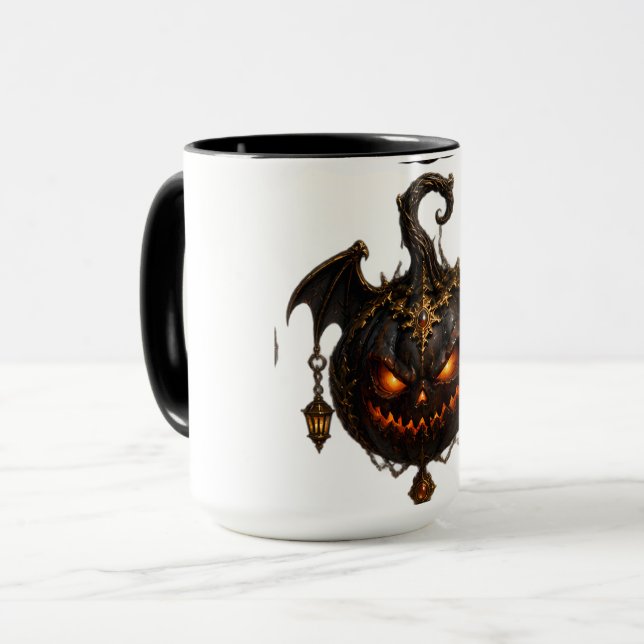 Gotisk kuslig Halloween-pumpa vägg tapestry Mugg (Framsida vänster)