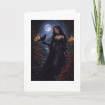 Gotisk kvinna i rosor under månsken