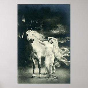 gotisk kvinna med vit häst poster