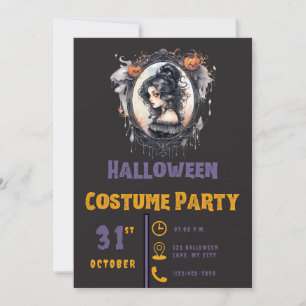 Gotisk kvinna viktoriansk spegel svart Halloween Inbjudningar