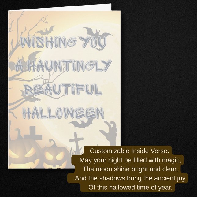 Gotisk kyrkogård kusligt vacker Halloween Helgkort (Customizable Gothic Graveyard Halloween Card)