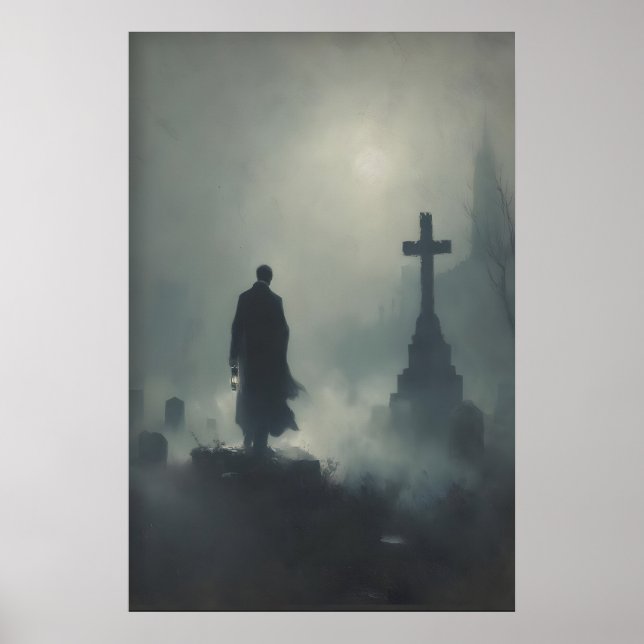 Gotisk kyrkogård Utskrivbar konst Mörk akademi Läm Poster (Framsidan)
