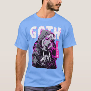 Gotisk ledsen tjej anime japansk Cybergoth Vaporwa T Shirt