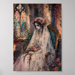 Gotisk likbrud glasmålning Whimsigoth-konst Poster