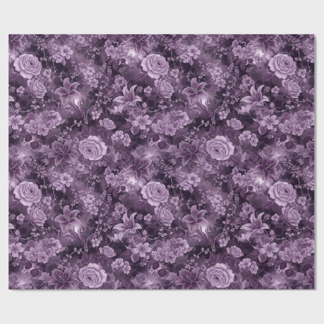 Gotisk lila blomsterröda liljor Mönster Presentpapper (Platt)
