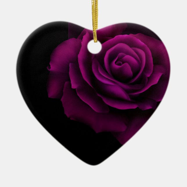 Gotisk lila-röd rosblomma julgransprydnad keramik (Framsidan)