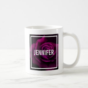 Gotisk lila-röd rosblomma kaffemugg