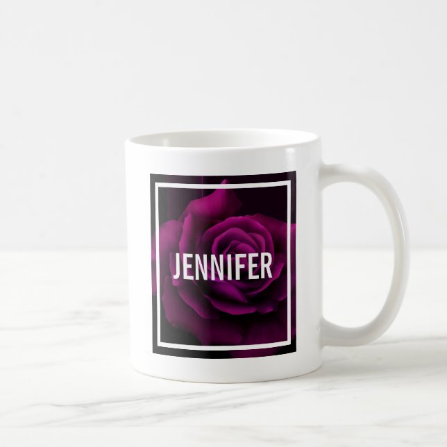 Gotisk lila-röd rosblomma kaffemugg (Höger)