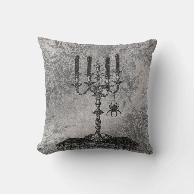 Gotisk ljusstake med spindeln, Halloween Kudde (Framsida)