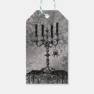 Gotisk ljusstake med spindeln, Halloween Presentetikett