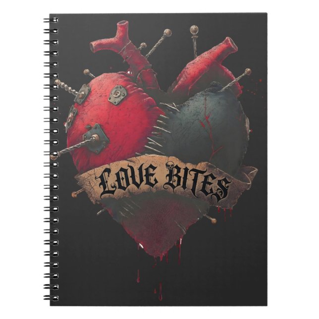 Gotisk "Love Bites" Anatomisk Hjärtillustration Anteckningsbok (Framsidan)