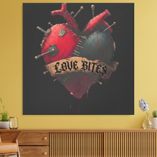 Gotisk "Love Bites" Anatomisk Hjärtillustration Canvastryck