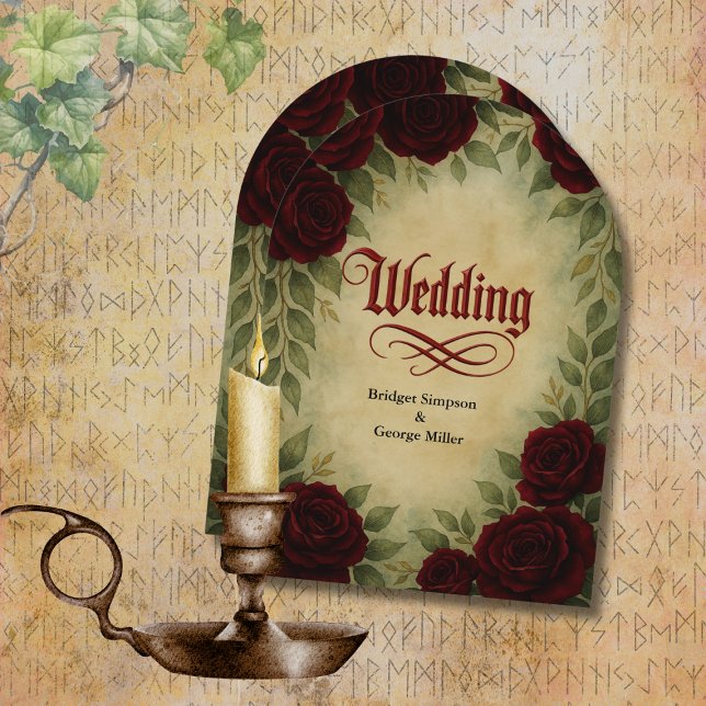 gotisk medeltida antika vintage ro bröllop inbjudningar (Skapare uppladdad)