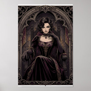 Gotisk Mörk Drottning Vampyr Kunglighet Fantasy Po Poster