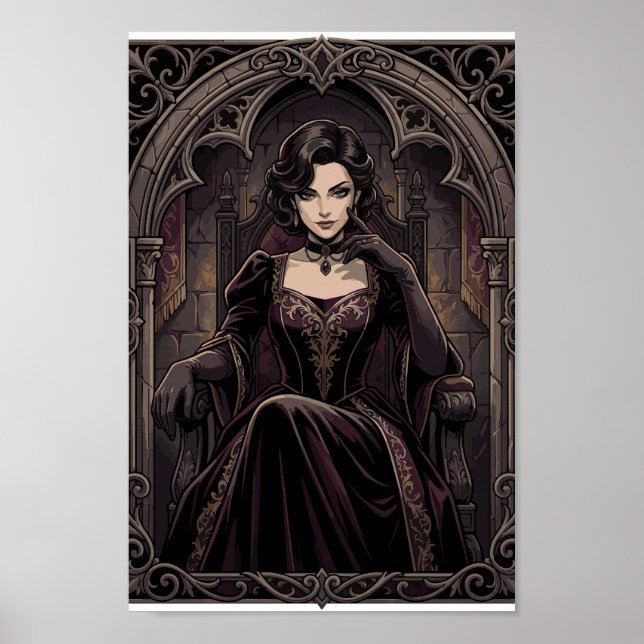 Gotisk Mörk Drottning Vampyr Kunglighet Fantasy Po Poster (Framsidan)