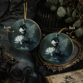 Gotisk Mörk Fantasy Älv Skelett Anpassat Namn Julgransprydnad Keramik