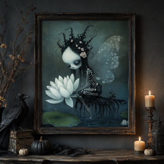 Gotisk Mörk Fantasy Skelett Fe Halloween Konst Poster (Skapare uppladdad)