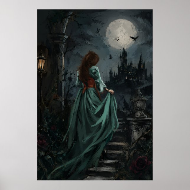 Gotisk Mörk Feministisk Månskens Kråkdrottning Poster (Framsidan)