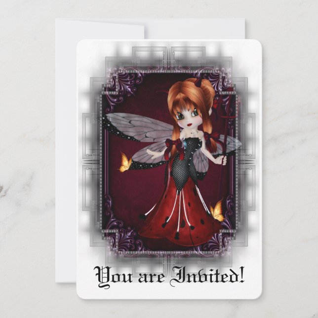 Gotisk nyckelpiga 3 för djävulen för inbjudningar (Framsida)