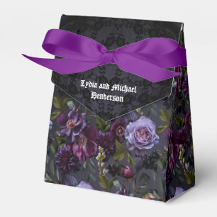 Gotisk och dämpad lila blomsterbröllop presentaskar