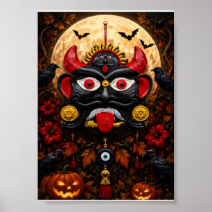Gotisk ond ögon Halloween Drishti Bommai folklig k Poster