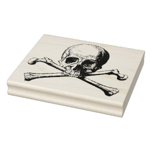 Gotisk piratdödskalle och korslagda benknotor stämpel