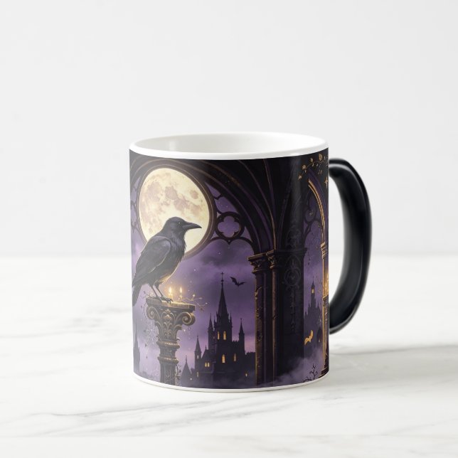 Gotisk Raven Fullmåne Mörk Fantasy Magisk Mugg (Framsida höger)