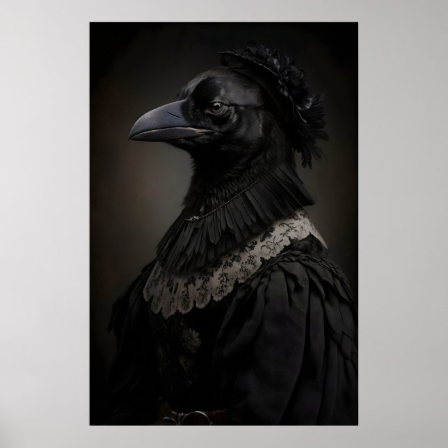 Gotisk Raven Konsttryck Viktoriansk Kråka Affisch (Framsidan)