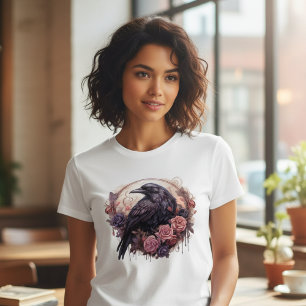 Gotisk Raven Mörk Akademisk Grafik T Shirt