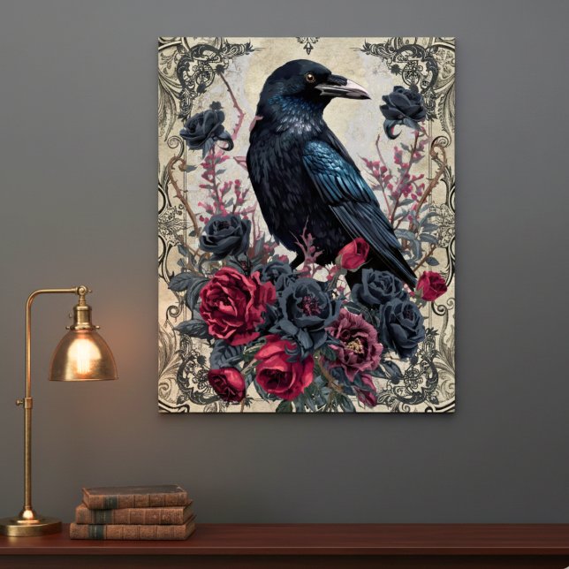 Gotisk Raven Mörk Akademisk Melankolisk Poster (Dark Academia raven poster)