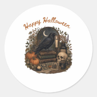 Gotisk Raven Trollkarl Halloween Cottagecore Runt Klistermärke