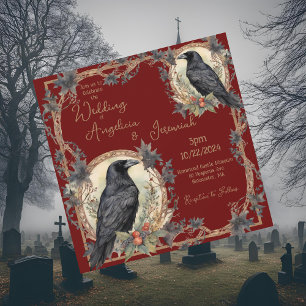 Gotisk Raven Wicca-bröllop Inbjudningar