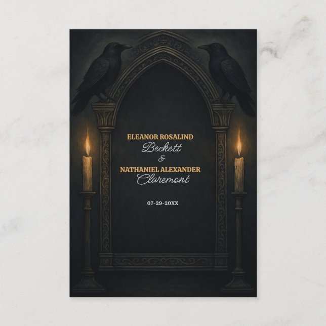 Gotisk ravvaxljusbågsbröllop tilläggskort (Framsida)