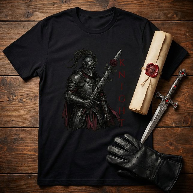 Gotisk riddare av den blödande rosen Mörk Fantasy T Shirt (Skapare uppladdad)