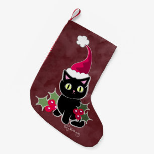 Gotisk röd julkatt liten julstrumpa