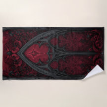 Gotisk röd katedralfönster – Mörk ornamental konst
