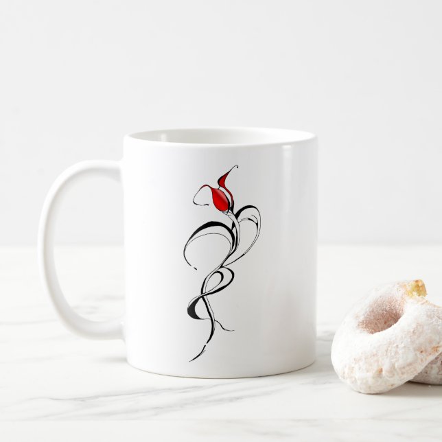 Gotisk röd ros dam surrealistisk tribal tatuering  kaffemugg (Med munk)