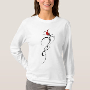 Gotisk röd ros dam surrealistisk tribal tatuering t shirt