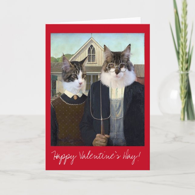 Gotisk rolig katt för valentines dayamerikan helgkort (Framsida)