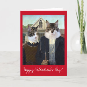 Gotisk rolig katt för valentines dayamerikan helgkort