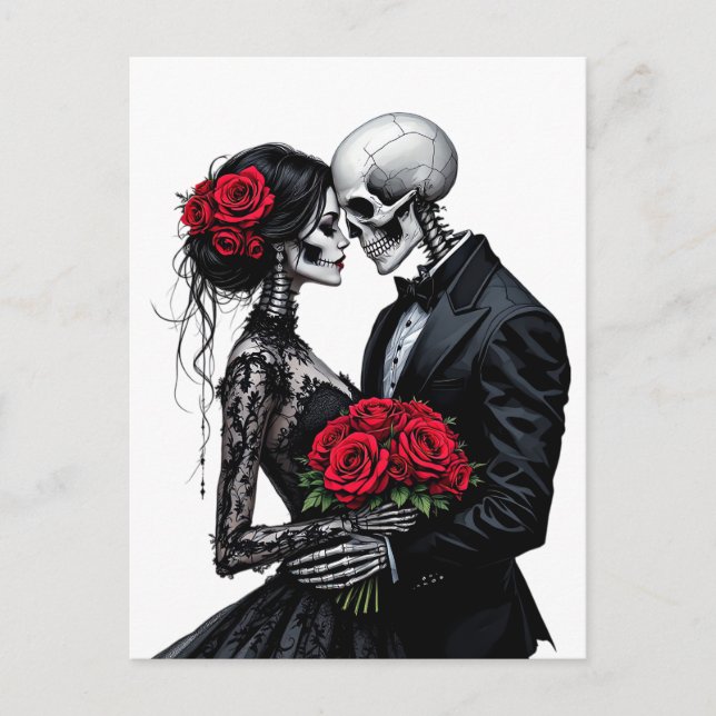 Gotisk Romantik Äkta Par Bröllops Konst vykort (Framsida)