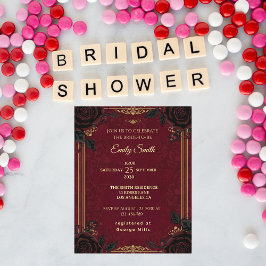 Gotisk romantik Burgundy & svarta rosor bröllopsfe Inbjudningar