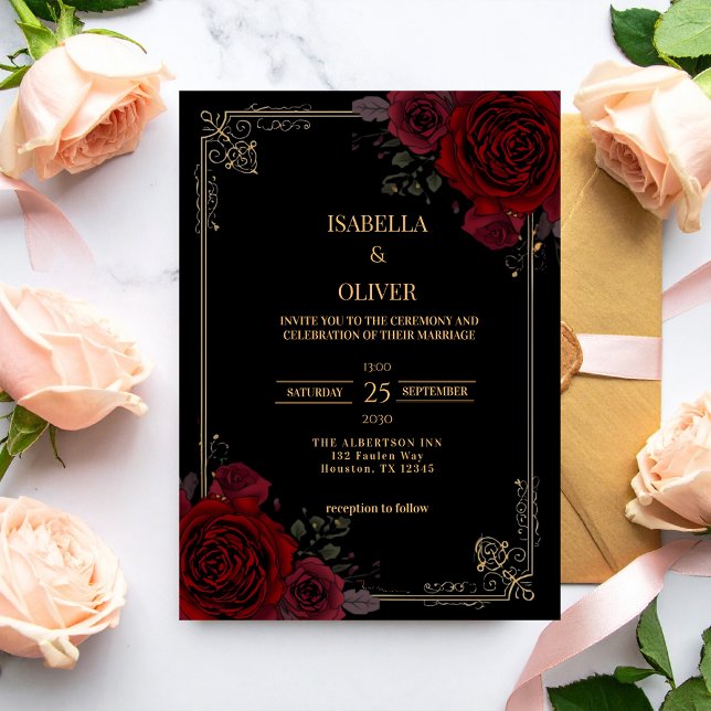 Gotisk Romantisk Elegant Bröllop Inbjudningar (Skapare uppladdad)