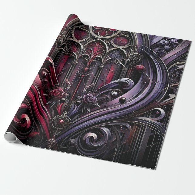 Gotisk ros presentpapper (Utrullad)