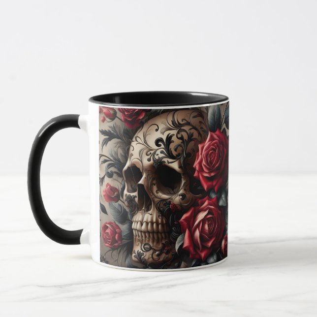Gotisk ros svart mugg (Vänster)